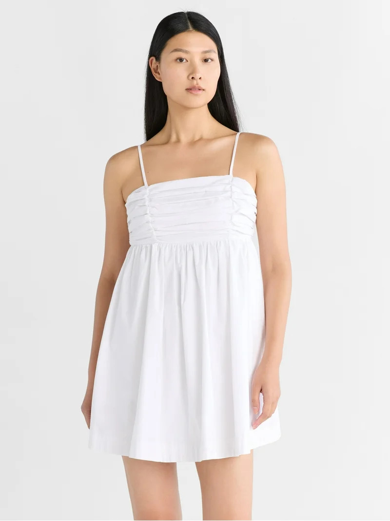 Free Assembly Women's Pleated Cotton Mini Dress, Sizes XS-XXXL | Walmart (US)