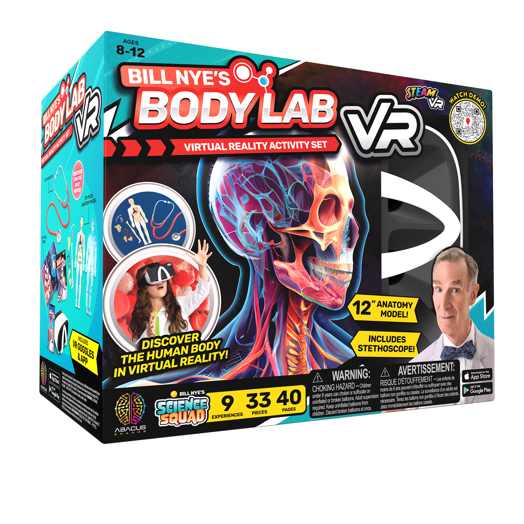 Abacus Brands Bill Nye Scientific Exploration Anatomical Stethoscope VR Body Lab Science Kit for Kids - Walmart.com | Walmart (US)
