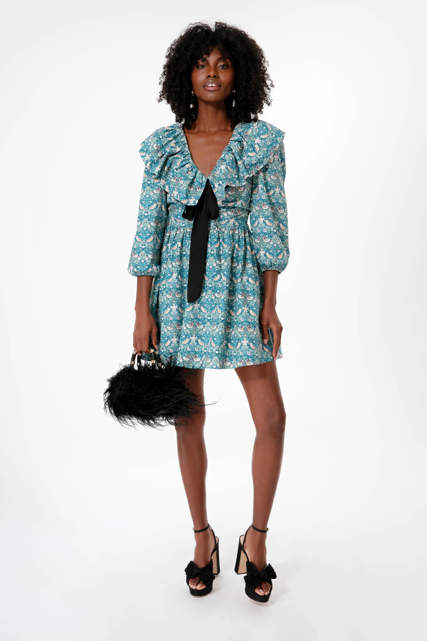 Ruffle Collar Birdsong Mini Dress | Tuckernuck (US)