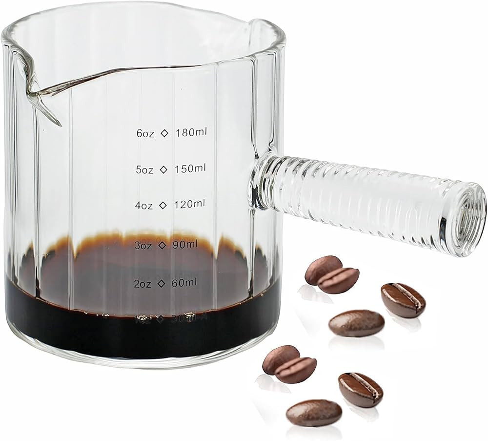 Glass Espresso Cup 6 OZ, Double Shots Measuring Cup with Glass Handle for Dishwasher Safe, Double... | Amazon (US)