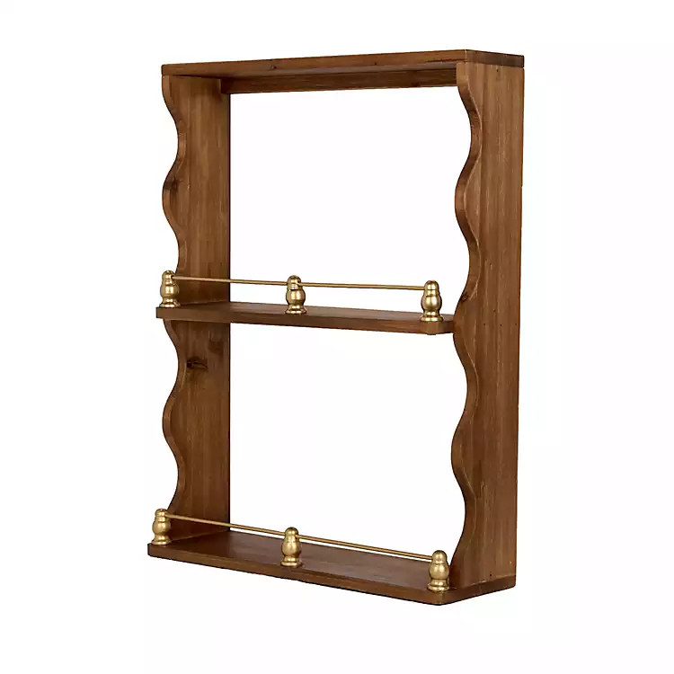 New! Scalloped Wood Wall Shelf with Gold Details | Kirklands