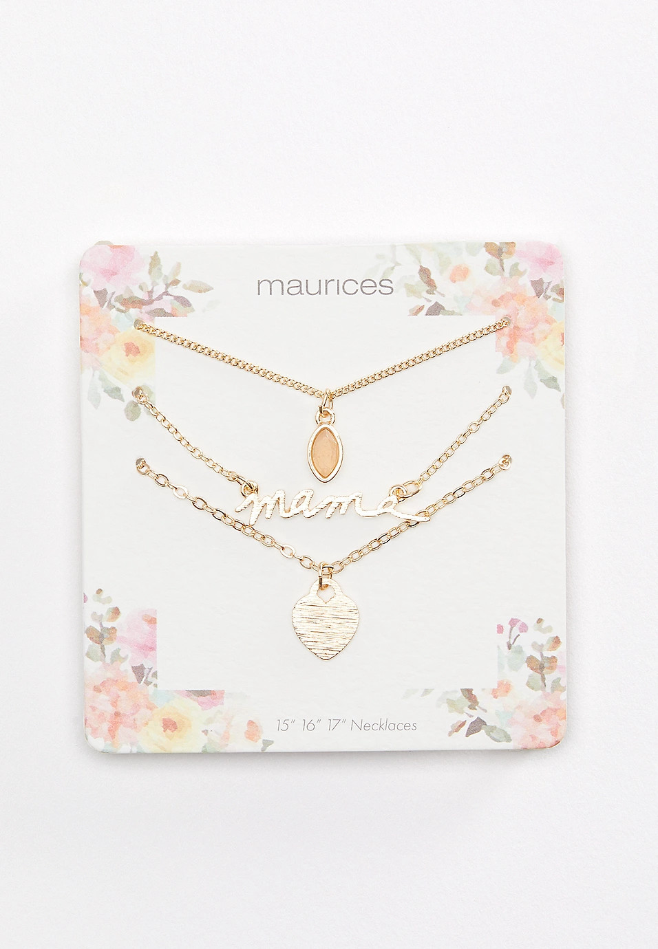 3 Piece Mama Layered Necklace Set | Maurices