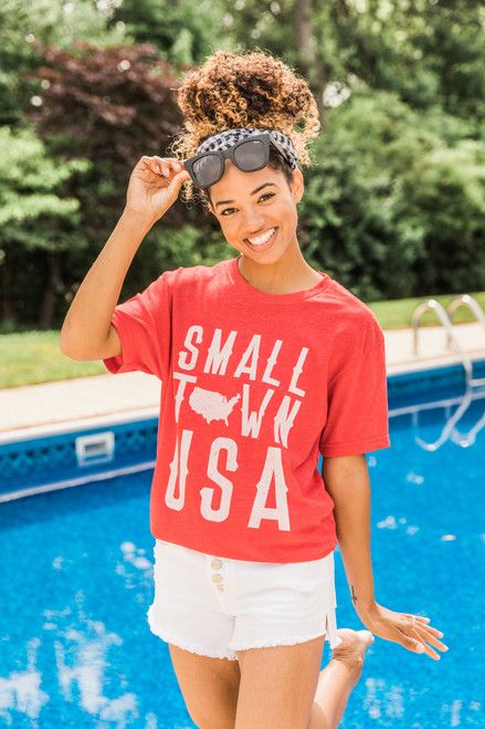 Small Town USA Red Graphic Tee | The Pink Lily Boutique