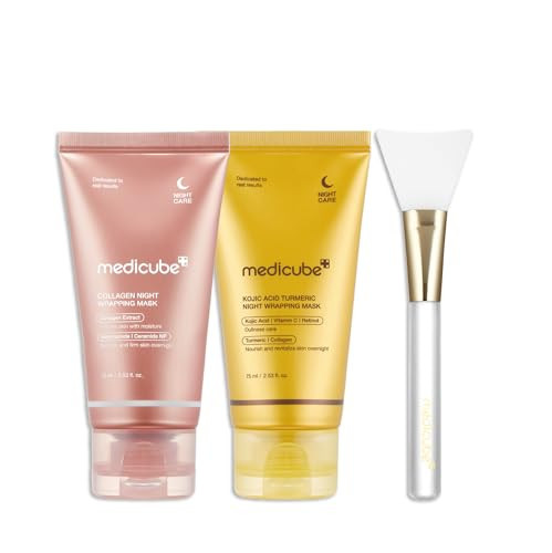 medicube Viral Glass Glow Overnight Wrapping Mask Duo: Collagen Overnight Wrapping Peel Off Facial Mask Pack and Turmeric Overnight Wrapping Peel Off Mask and Jelly Brush | Amazon (US)