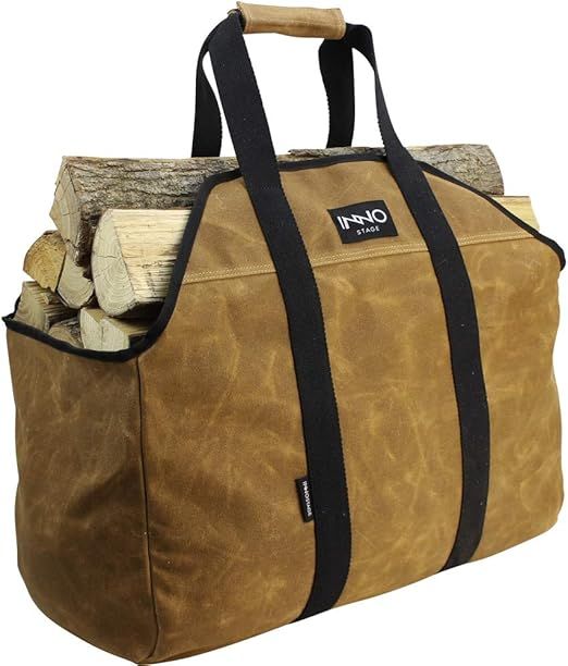 INNO STAGE Firewood Log Carrier Tote Bag for Fireplace Stove Accessories, Heavy Duty Hay Hauling ... | Amazon (US)