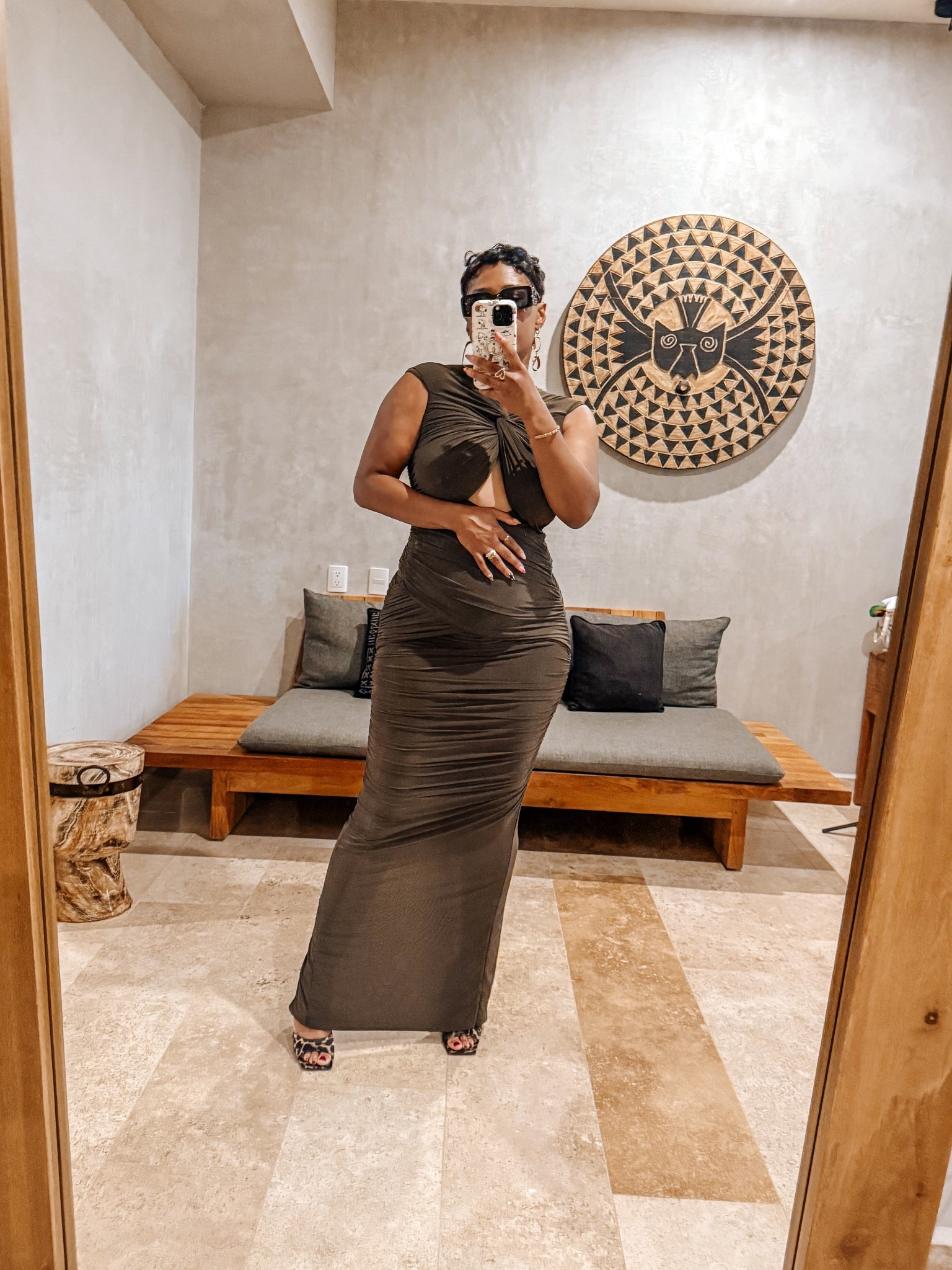 Love this ruched cut out  maxi dress from Ronny Kobo. I paired it with leopard mules and Gucci sunglasses. 

#LTKParties #LTKStyleTip #LTKShoeCrush