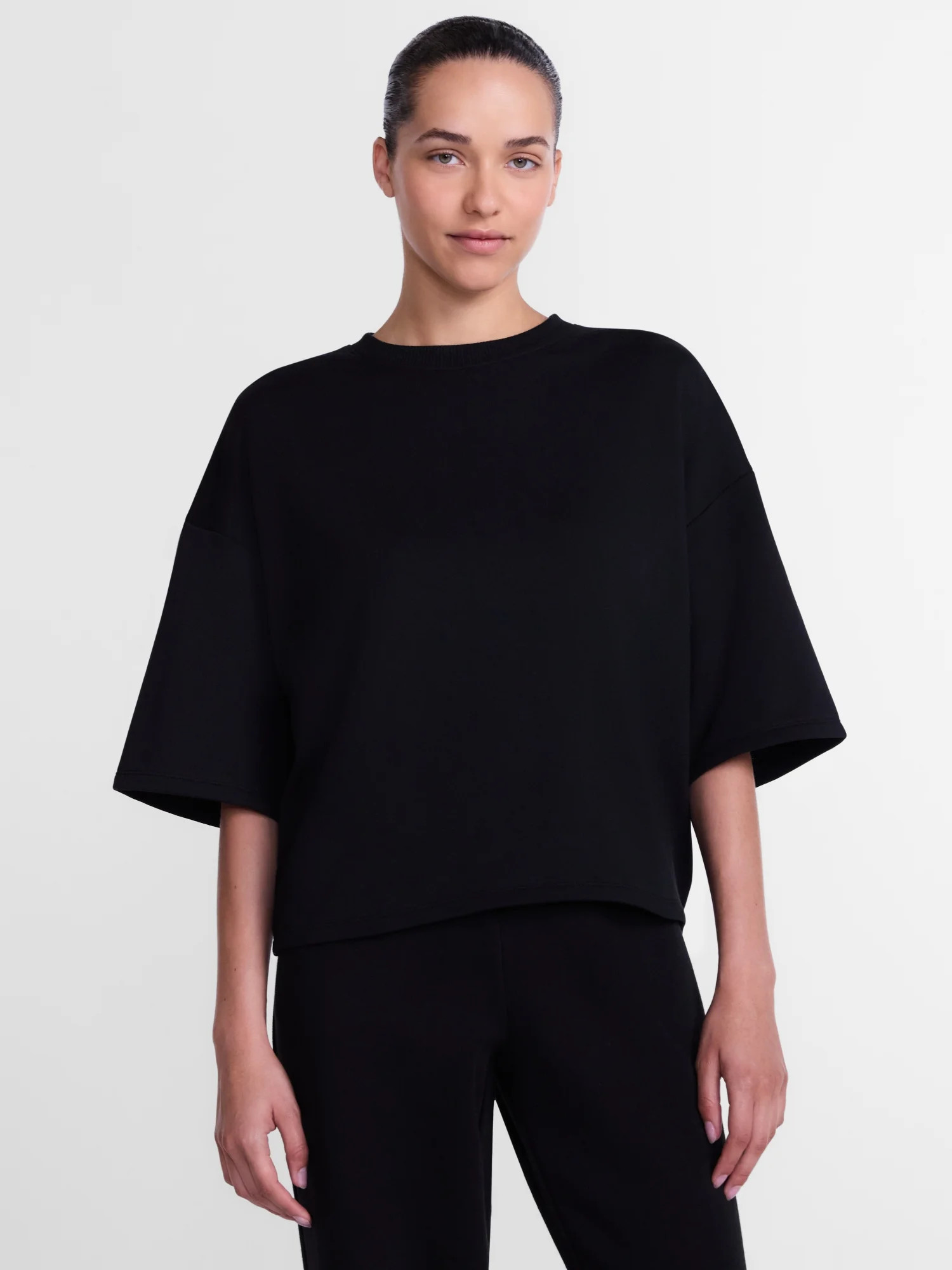 Athletic Works Women's and Women's Plus French Terry Cropped Boxy Tee, Sizes XS-4X - Walmart.com | Walmart (US)