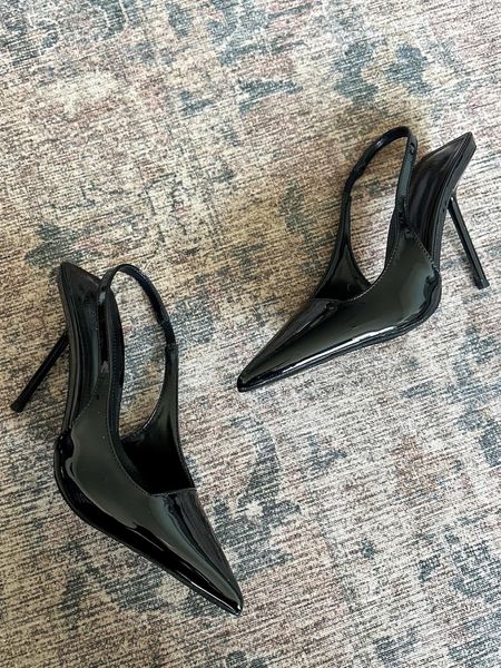 Amazon Trendy black pointy toe slingback stiletto heels that are really comfy! Wearing my true size. #Founditonamazon #amazonfashion #inspire #womensstyle Amazon fashion outfit inspiration 

#LTKShoeCrush #LTKStyleTip #LTKFindsUnder100