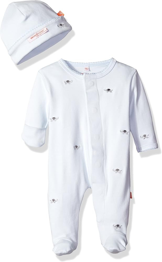 Magnificent Baby Baby Girls' Magnetic Embroidered Footie and Hat Set | Amazon (US)