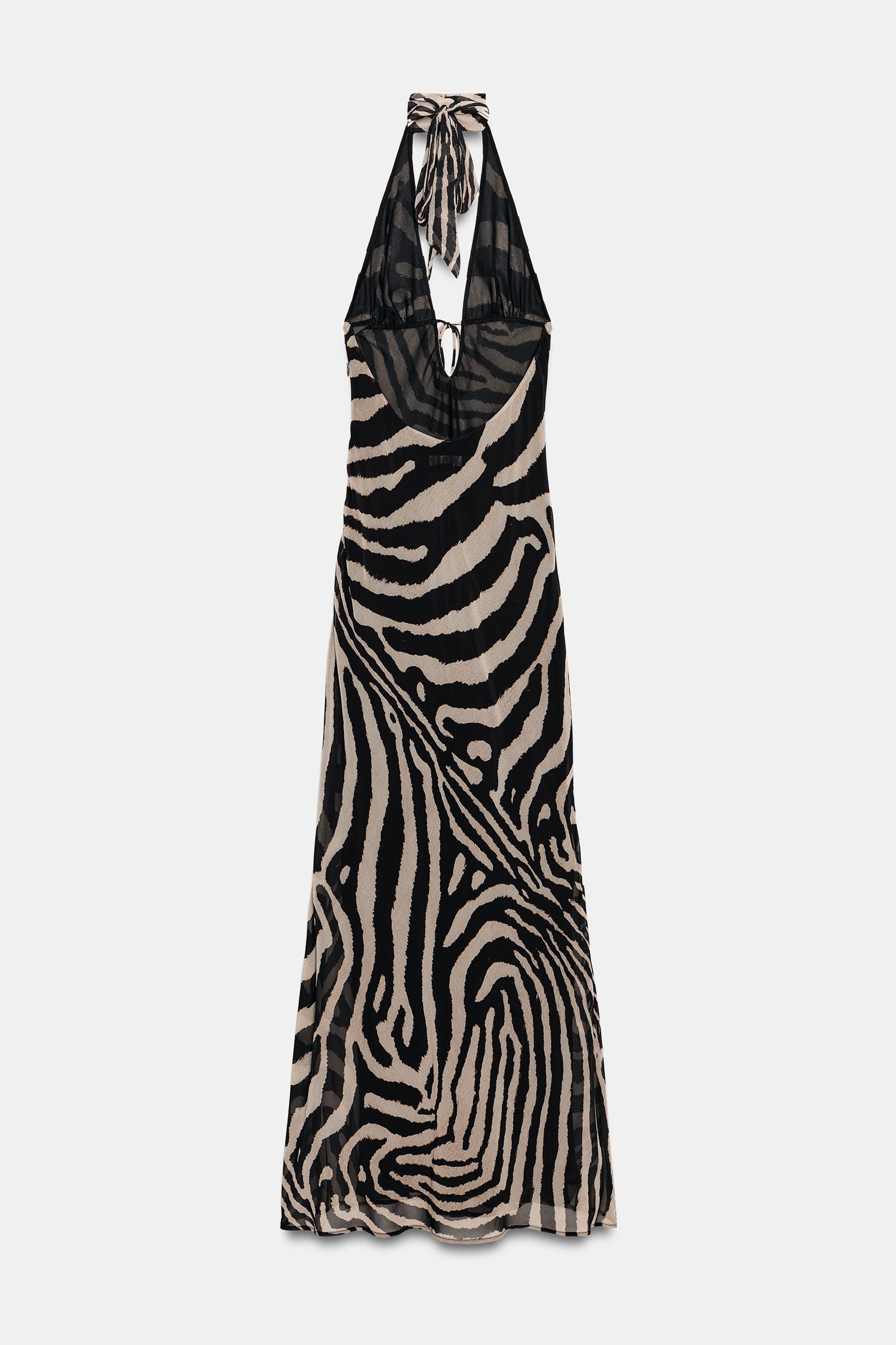 LONG ANIMAL PRINT HALTER DRESS | Zara UK