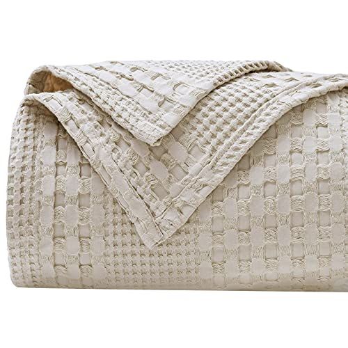 PHF 100% Organic Cotton Waffle Weave Blanket King Size - Luxury Decorative Soft Breathable Skin-Frie | Amazon (US)