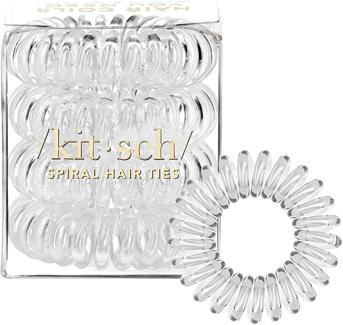 Kitsch Spiral Hair Ties for Women - Durable Hair Accessories - Clear, 4pcs | Amazon (US)