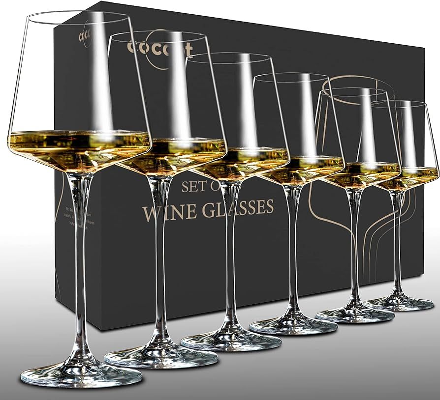 Wine Glasses Set of 6,Crystal White Wine Glasses,Red Wine Glass Set,Long stem Wine Glasses,Clear ... | Amazon (US)