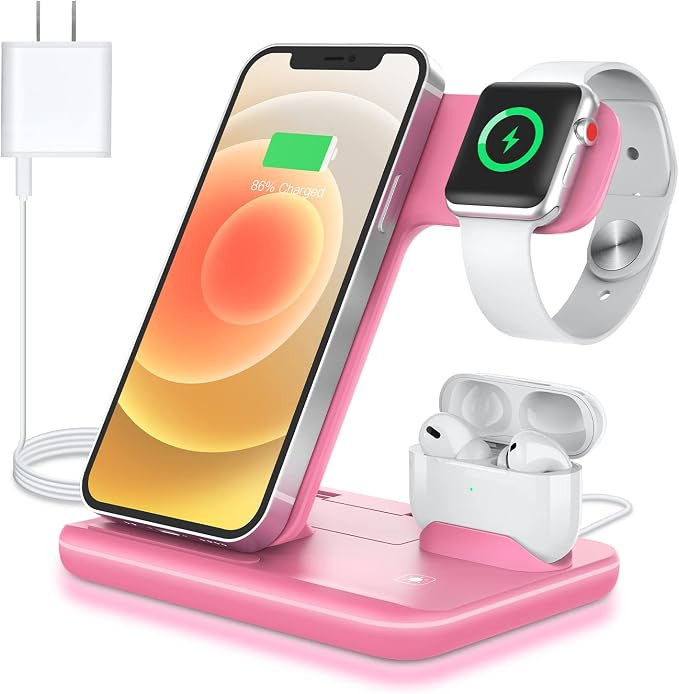 WAITIEE Wireless Charger 3 in 1,15W Fast Charging Station for Apple iWatch 7/6/5/4/3/2/1,for AirP... | Amazon (US)