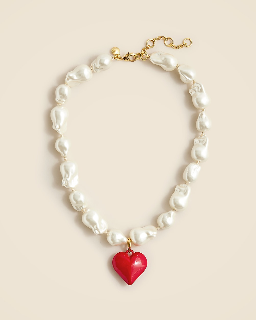 Enamel heart and pearl pendant necklace | J. Crew US