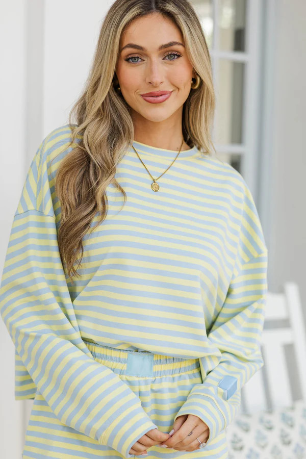 Relaxed And Ready Blue Striped Top | The Mint Julep Boutique
