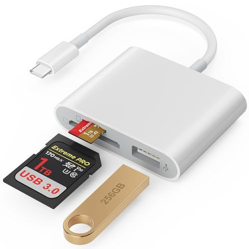 SD Card Reader, USB 3.0 Type C High Speed to SD/TF Card Adapter for iPhone 17/16/15 Pro Max Memory Card Reader with SD MicroSD USB 3 Port for Mac/iPad/MacBook Pro/Air Android Phone Tablet(White) | Amazon (US)