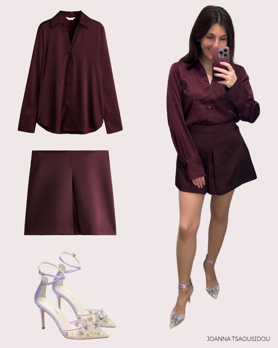 Help me decide on a holiday outfit with my Bella Belle shoes! Is this mini burgundy skirt and satin shirt combo a yes or should I keep looking?

#LTKfestive #LTKpetite #LTKpartywear
