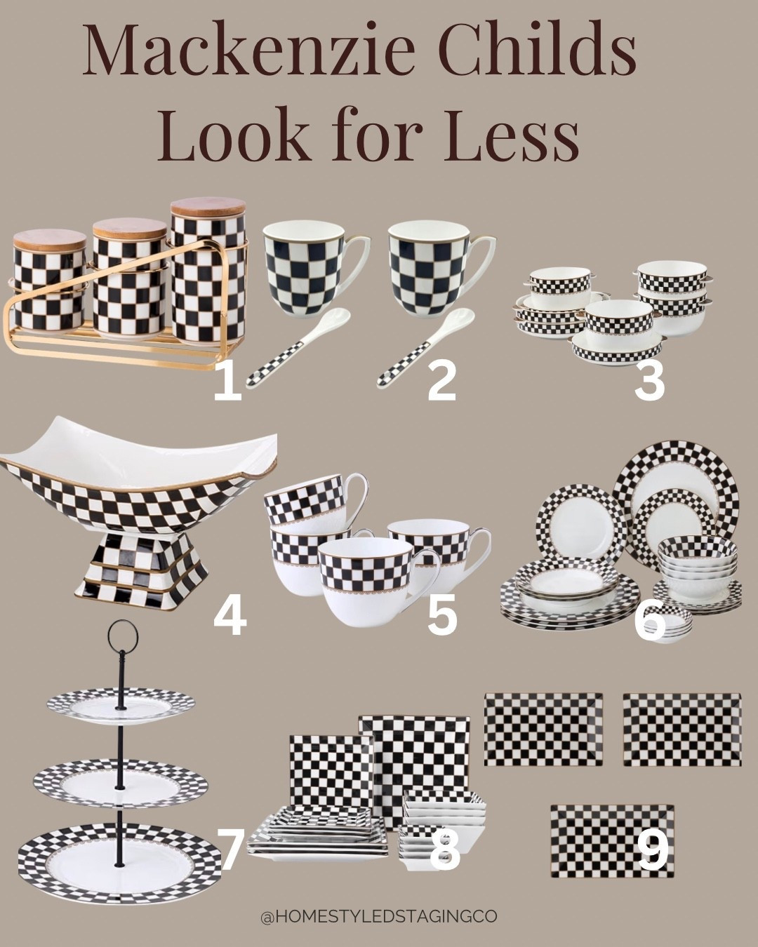 The Mackenzie Childs look — without the price tag 🤍

If you love that classic black & white checkered style but don’t love the cost, these are some of the best dupes I’ve found.

Same vibe, way more budget-friendly, and perfect for kitchens, entertaining, or gifting.
Save this for later & shop everything linked ✨

#LTKFindsUnder100 #LTKHome #LTKFindsUnder50