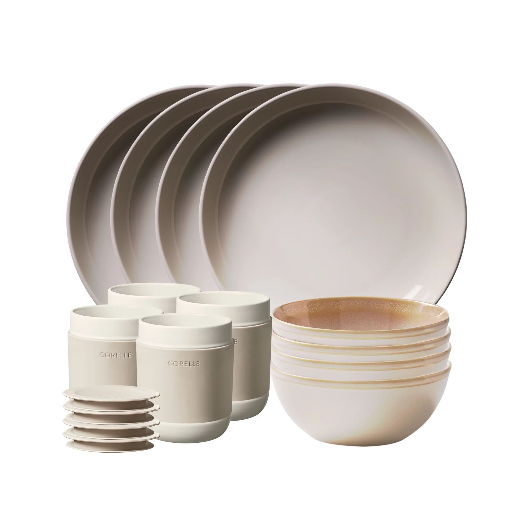 Corelle Stoneware 16-piece Dinnerware Set, Service for 4, Oatmeal | Walmart (US)