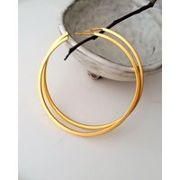 Gold hoop earrings, Gold earrings, LARGE size gold hoop earrings, Gold tube hoops, Gold plate hoops, Gift for her, Christmas gift | Etsy (US)