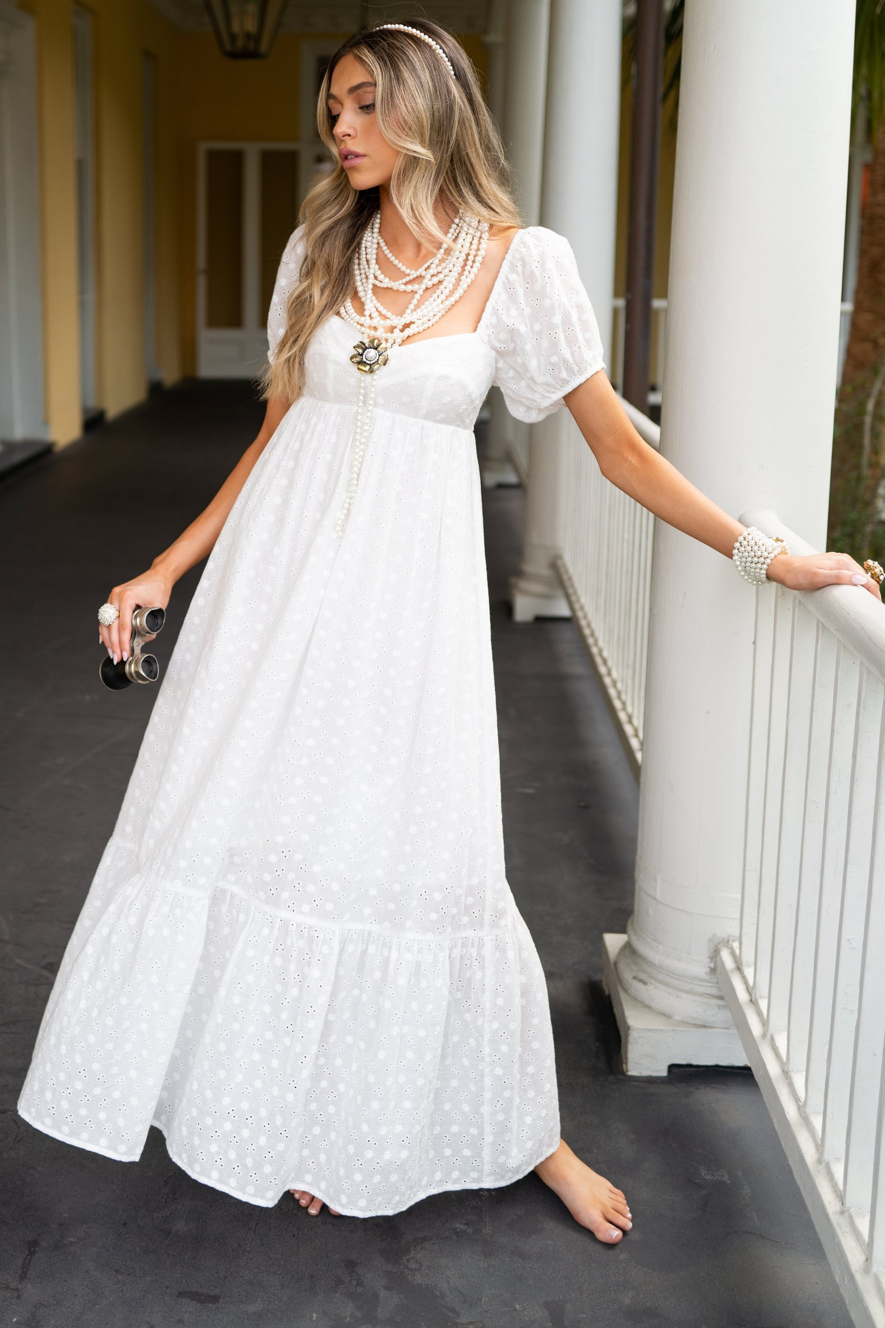 Joyful Glow White Eyelet Cotton Maxi Dress | Red Dress 