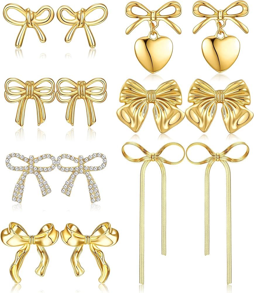 THUNARAZ Bow Clip on Earrings for Women Girls 14K Gold Plated Statement Earrings Clips Non Pierci... | Amazon (US)