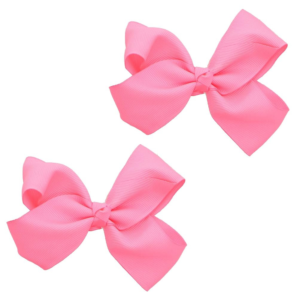 3 Inch Grosgrain Bow for Little Girls- Set of 2 (Neon Pink) | Amazon (US)