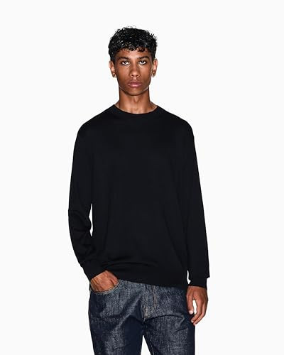 Armani Exchange Men's Cotton Knit Long Sleeve Pullover, Black, XX-Large | Amazon (US)