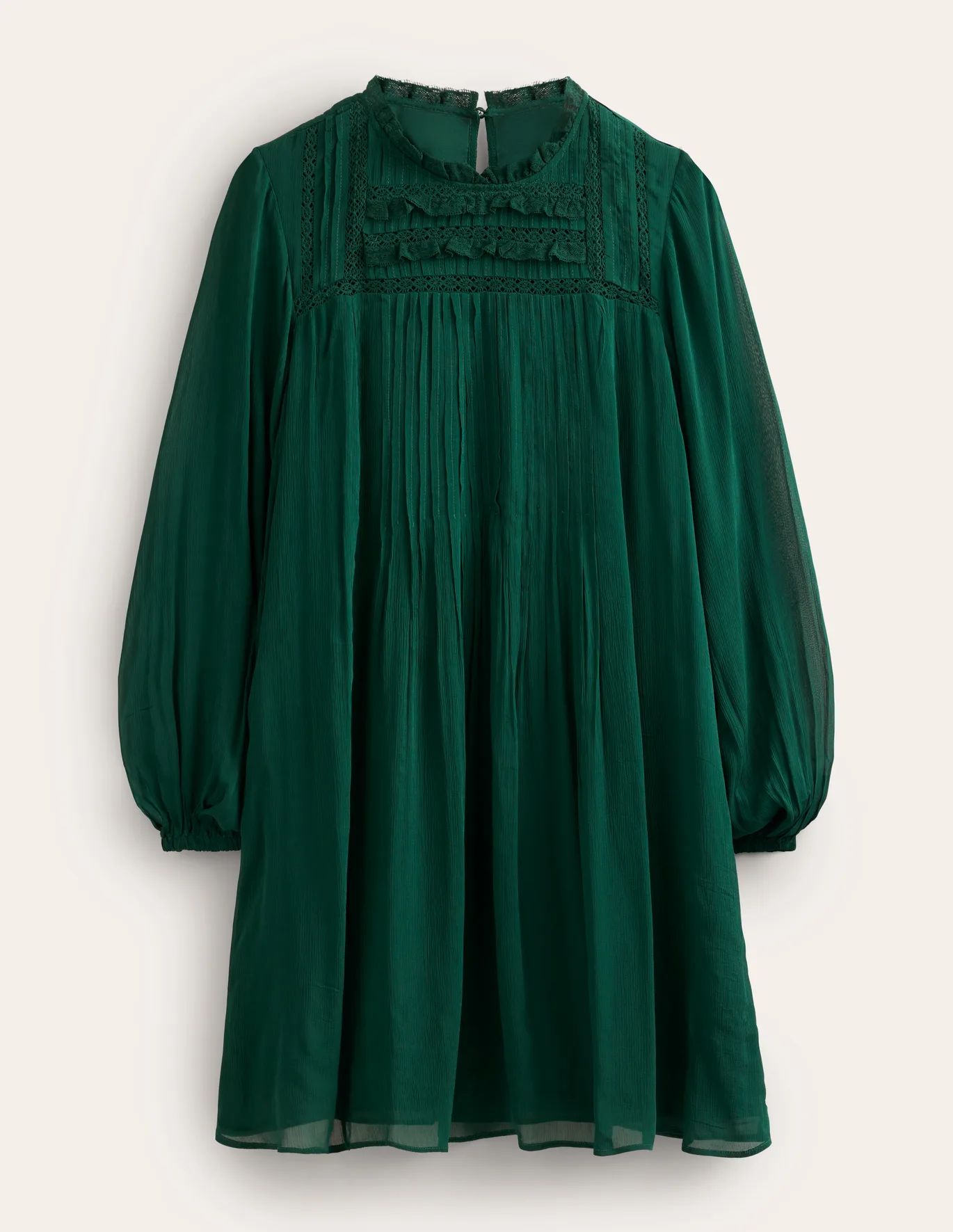 Yoke Detail Pleated Mini Dress - Emerald Night | Boden EU | Boden (UK & IE)