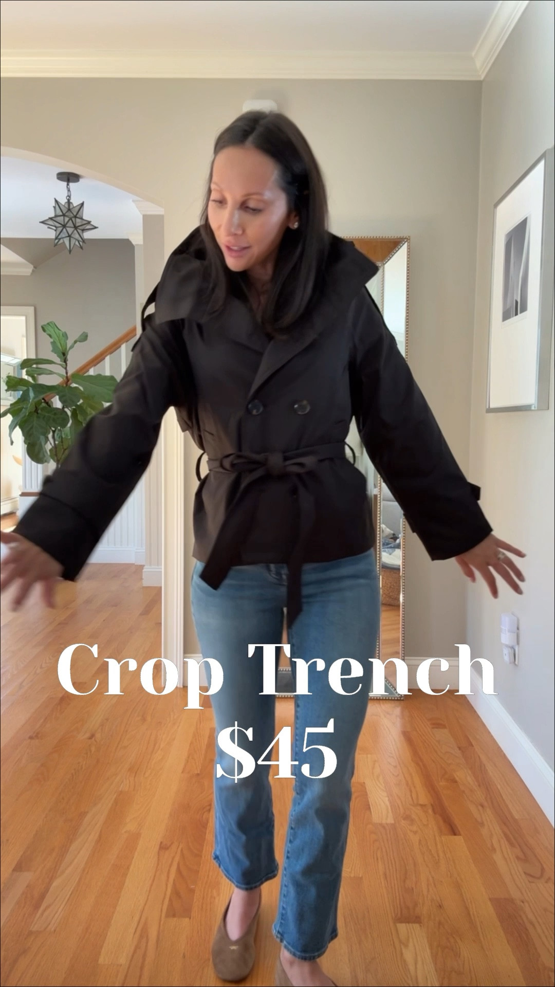 This crop belted trench is under $40!!! What!!! Insane deal! It looks so much $$$ ! 
Wearing an Xs. 



#LTKFindsUnder50 #LTKSaleAlert #LTKSeasonal