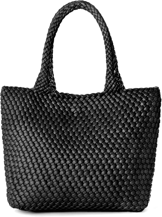 Woven Tote Bag for Women, Fashion Woven Bags for Women Vegan Leather Shoulder Handbags Large Summ... | Amazon (US)