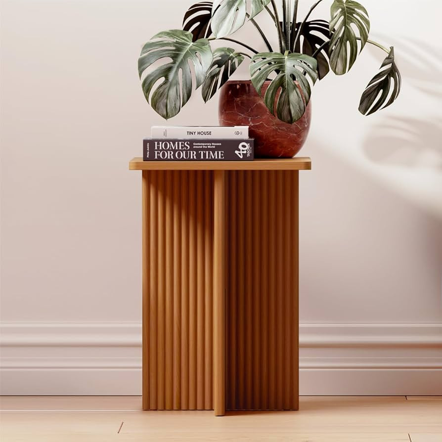 Square Fluted Accent Side Table - Drink Table - Living Room Furniture - Modern Home and Bedroom D... | Amazon (US)