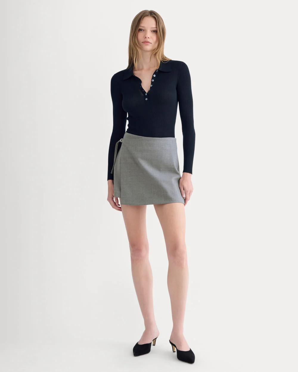 Wrap Mini Skort in Tailor Twill | Heather Graphite | Everlane