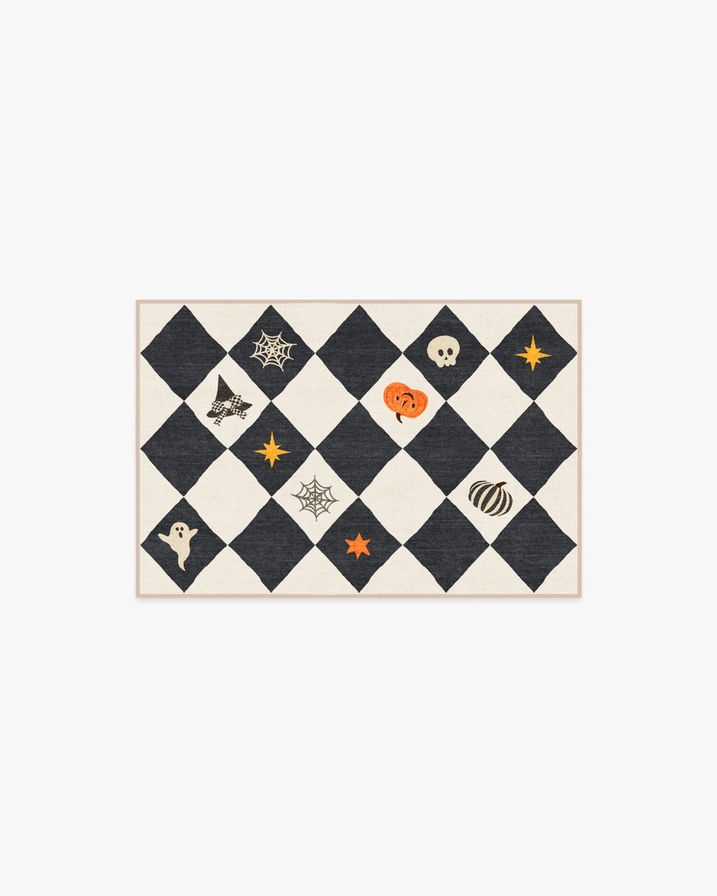 Halloween Harlequin Ivory & Charcoal Flatwoven Rug | Ruggable US | Ruggable
