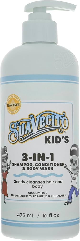 Suavecito Kid's 3-in-1 Shampoo, Conditioner, & Body Wash Milk & Honey Scent 16 oz Pump Bottle - C... | Amazon (US)