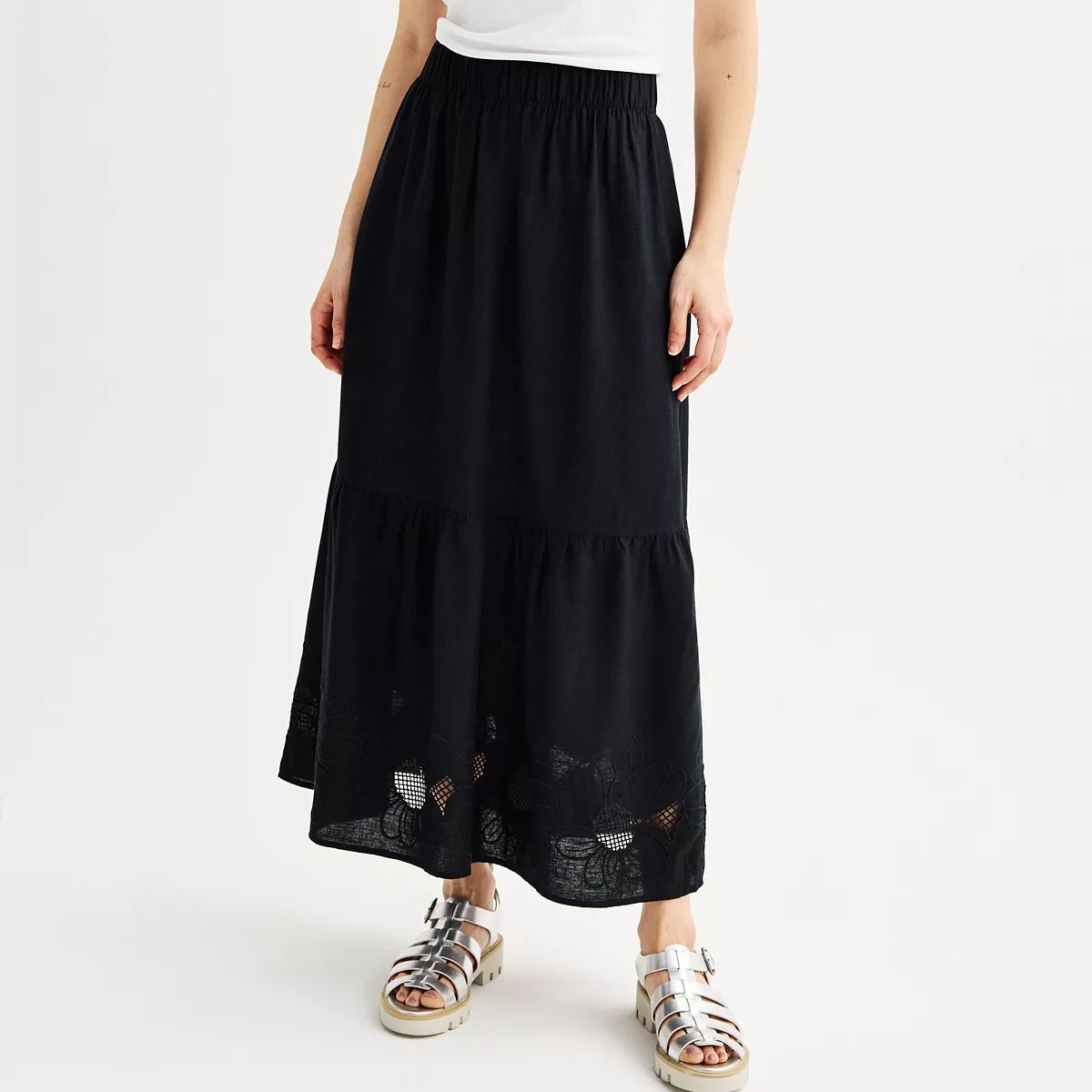 Women's Sonoma Goods For Life® Eyelet Hem Midi Skirt | Kohl's