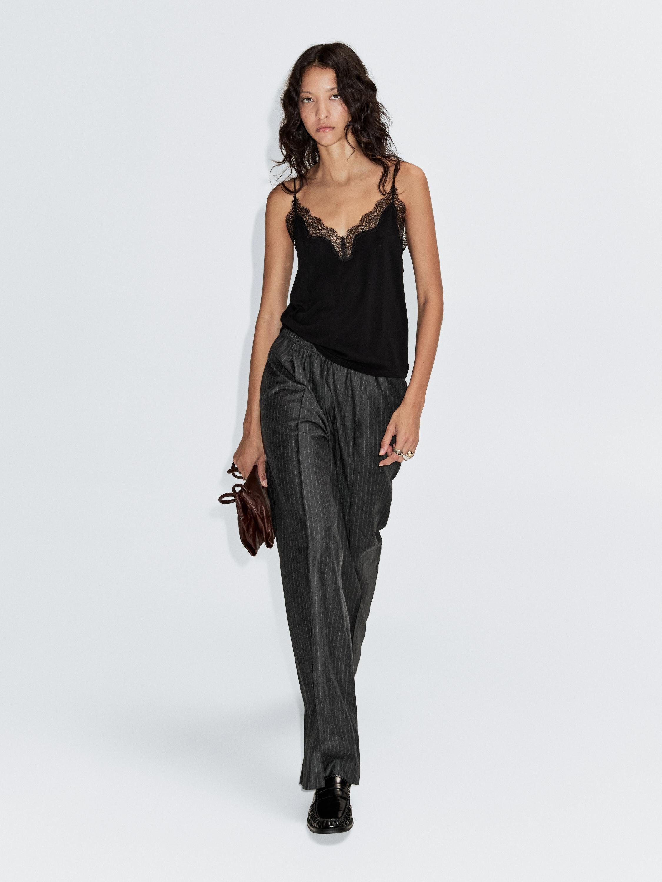 Darted pinstripe trousers | Massimo Dutti US