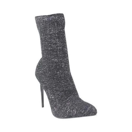 Women's Beston Bag-5 Stiletto Heel Sock Bootie Black Fabric | Bed Bath & Beyond