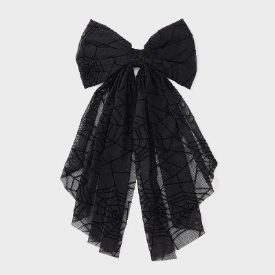 Halloween Flocked Spider Web Hair Bow Clip - Black | Target