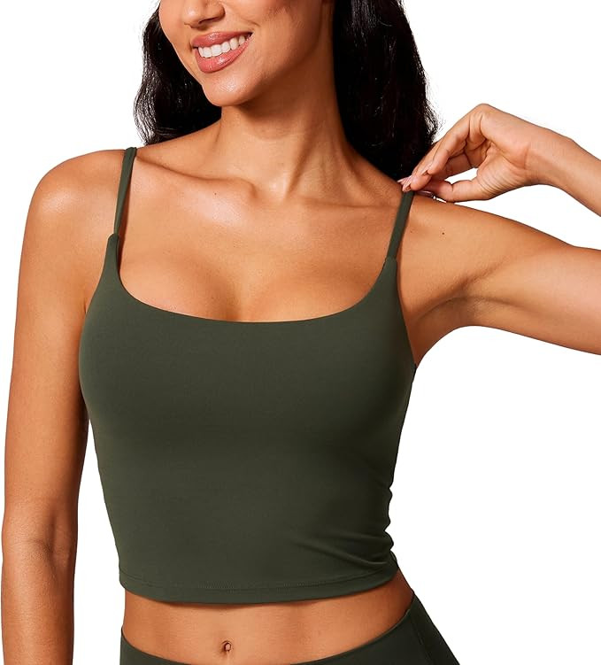 CRZ YOGA Butterlift Womens Scoop Neck Longline Sports Bra - U Back Adjustable Straps Workout Crop... | Amazon (US)