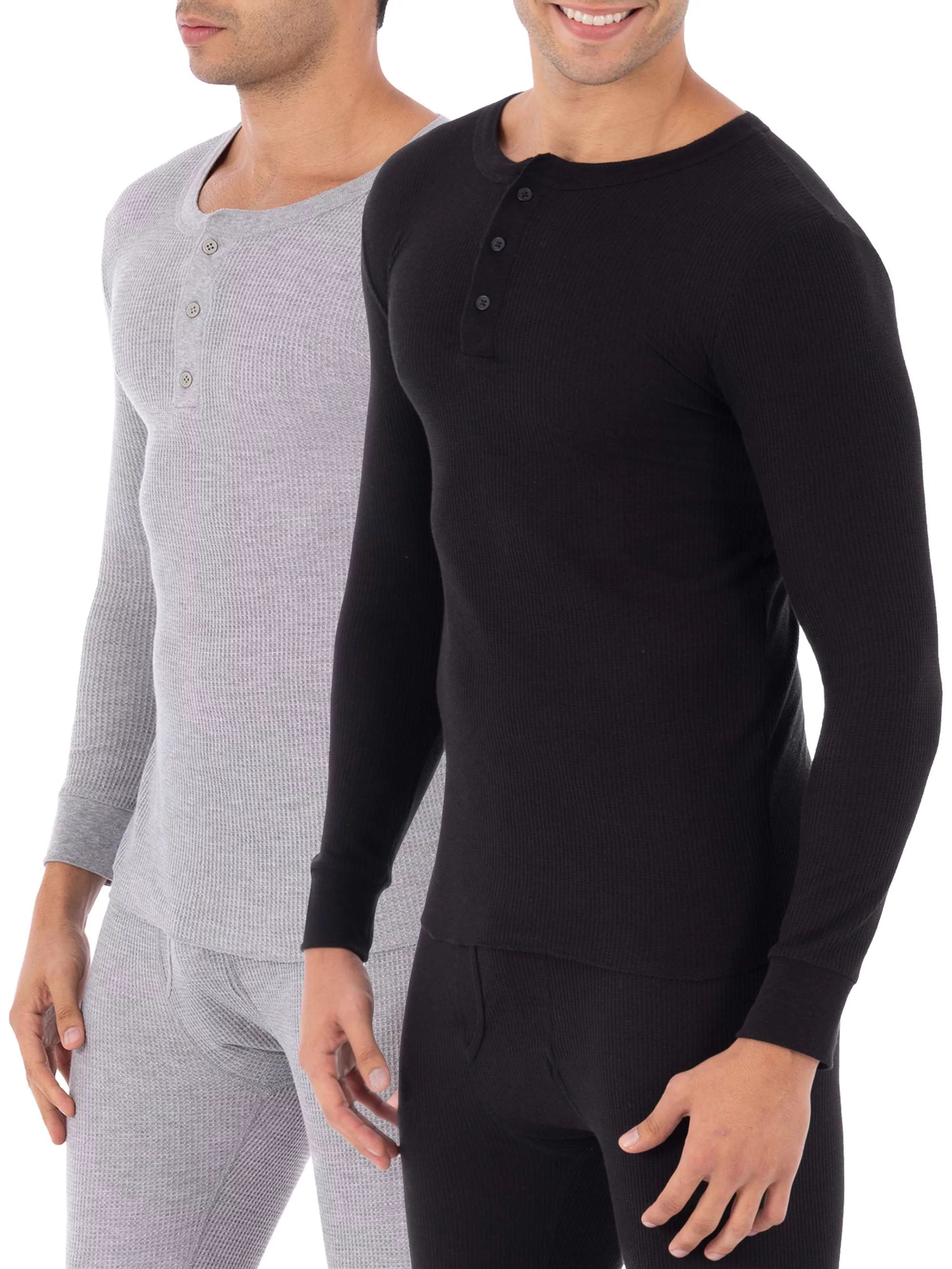 Fruit of the loom SUPER VALUE 2 Pack Men's & Big Men's Thermal Underwear Waffle Henley Top | Walmart (US)