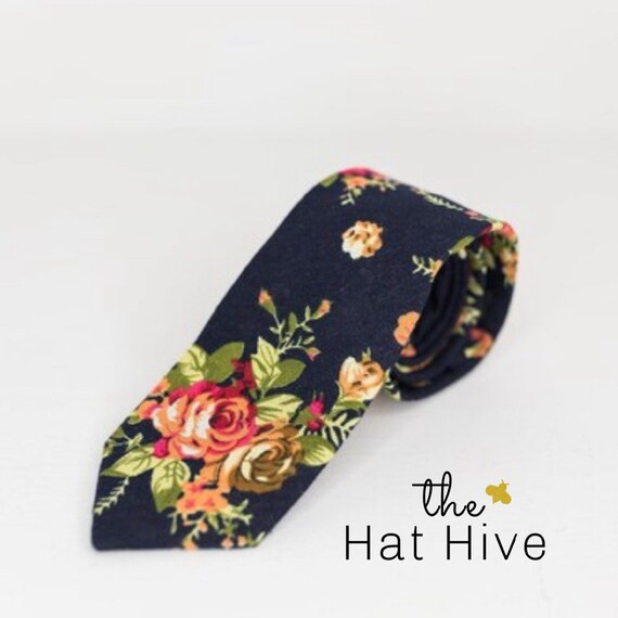 Navy Blue Floral Neck Tie Multi Color Floral Tie Kentucky | Etsy | Etsy (US)