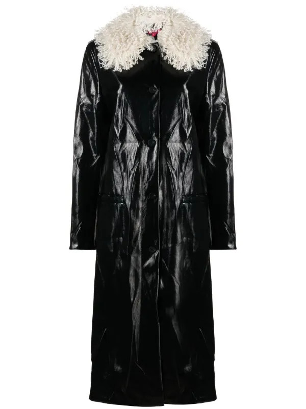 STAUD Varnishes faux-shearling Collar Coat - Farfetch | Farfetch Global