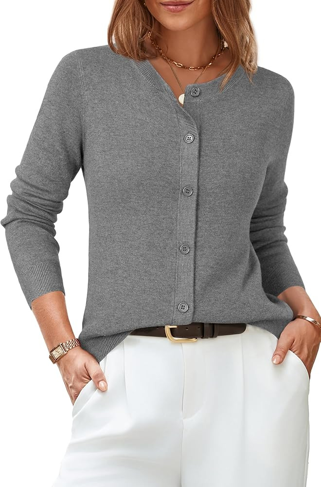 Arach&Cloz Women's Wool Blend Lightweight Spring Business Casual Cardigan Sweaters Tops | Amazon (US)