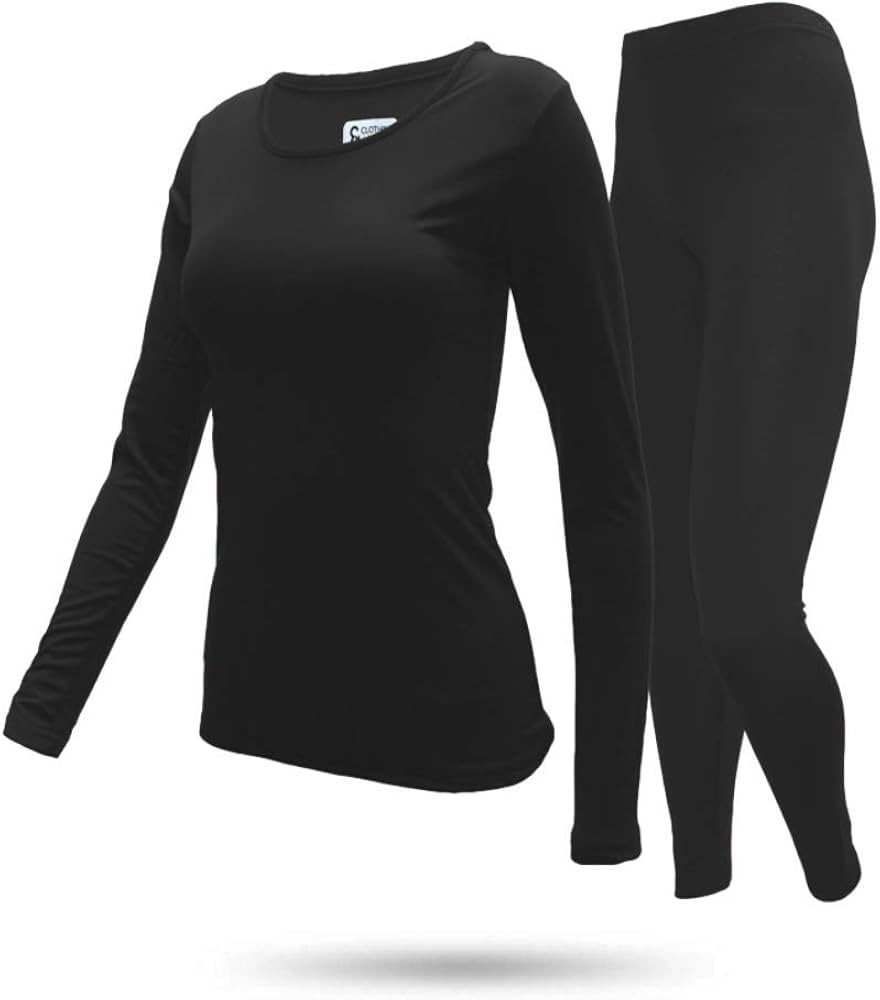 9M Women's Ultra-Soft Fleece Lined Thermal Base Layer Top & Bottom Underwear Set | Amazon (US)