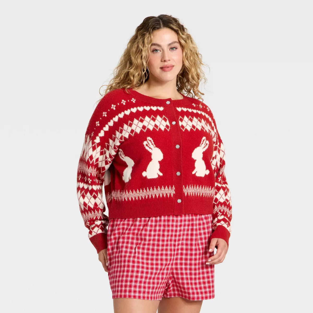 Women's Rabbit Print Cropped Cardigan Sweater - Wild Fable™ | Target