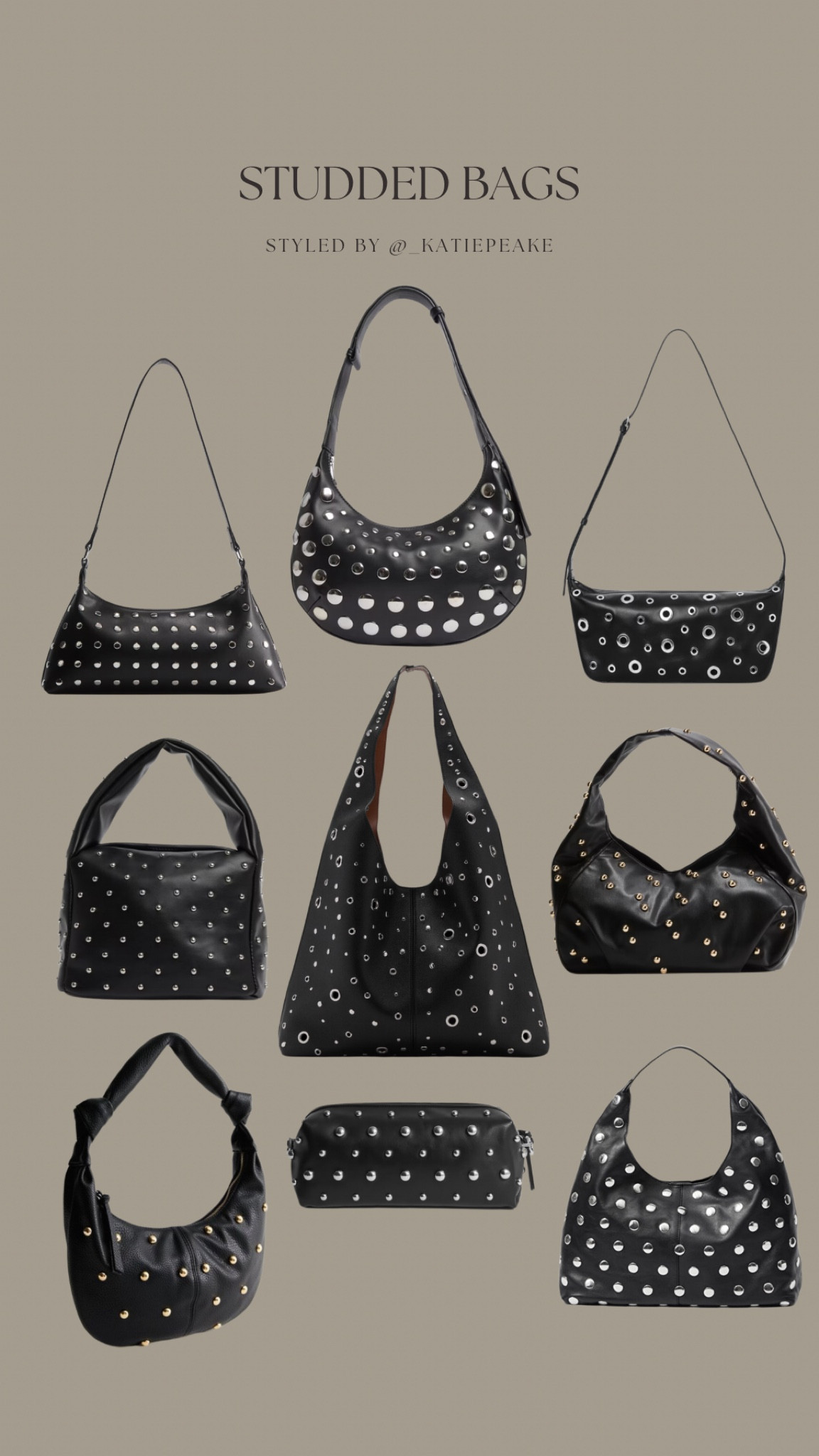 Studded hand bags 🖤 

Shoulder bag, slouchy bag, clutch bag, black bag, leather bag 

#LTKstyletip #LTKCyberWeek #LTKbag
