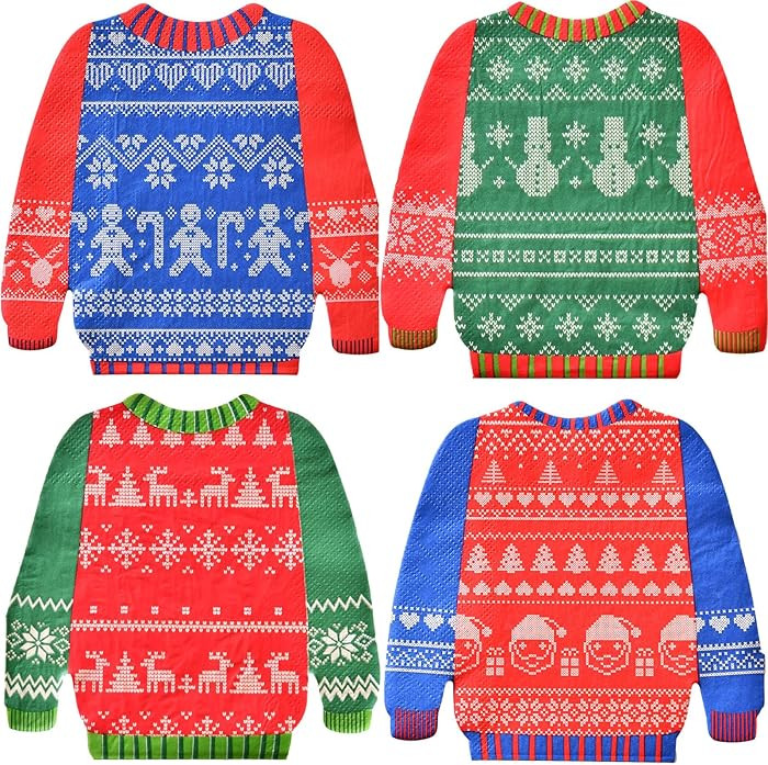 GGBOY 80 PCS Christmas Paper Napkins Disposable, Christmas Holiday Cocktail Dinner Paper Napkins ... | Amazon (US)