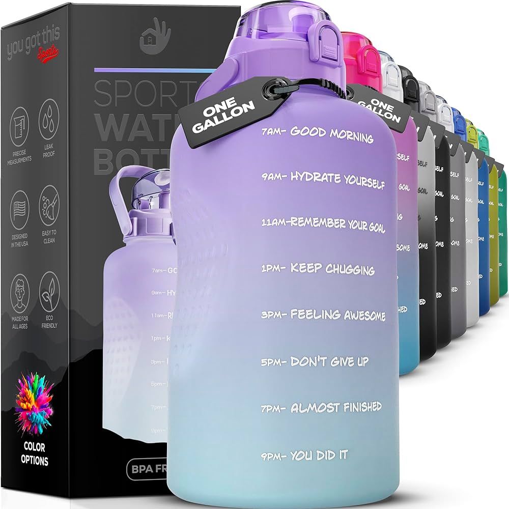 YOU GOT THIS LIVING Motivational Water Bottle with Straw & Handle,One Gallon Water Bottle 128 oz/... | Amazon (US)